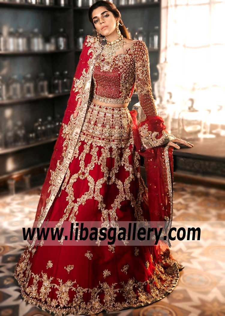 Classic Red Crocosmia Lehenga